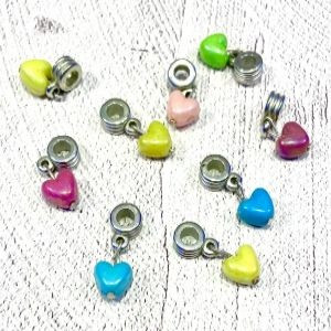 Multi-Color Heart Dangle Charms (65 Pack) - Fits Pandora Bracelets