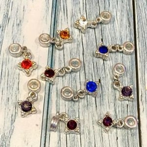 44-Piece Star Dangle Charms with Rhinestones – Large Hole European Style Beads