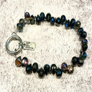 Crystal Beaded Phone Wrist Strap - Black Multi-Color Wristlet Keychain