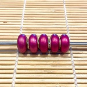 Magenta Resin Beads - Large Hole Satin Matte Beads with 925 Silver Core (Pack of 21)