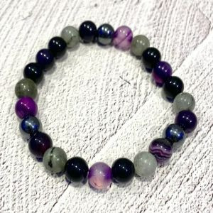 Triple Protection Bracelet – Amethyst, Black Obsidian & Hematite (8mm Beads, 7.5")