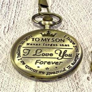 To My Son Antique Bronze Pocket Watch - Personalized Keepsake Gift