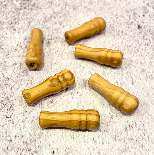 Natural Wooden Spindle Toggle Beads - 29x10mm (3mm Hole) - 39 Pack