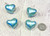 Puffy Satin Blue Heart Charms with Sterling Silver Core (4-Pack) – 24mm x 19mm