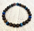 Handmade Brown and Blue Cat Eye Glass Beaded Stretch Bracelet - 7-8 Inch