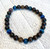 Handmade Brown and Blue Cat Eye Glass Beaded Stretch Bracelet - 7-8 Inch