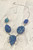 Statement Blue Titanium Druzy & 925 Sterling Silver Multi-Stone Bib Necklace – 20.5"
