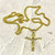 Inri Simple Cross Pendant Necklace - Gold Plated Figaro Chain
