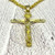 Inri Simple Cross Pendant Necklace - Gold Plated Figaro Chain