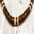 Men’s Coffee & Cream Wood Beaded Necklace | 18" Stretch Bead Necklace