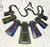 Silver Tone Bold Statement Necklace – Colorful Lucite Drop Fringe Jewelry