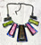 Silver Tone Bold Statement Necklace – Colorful Lucite Drop Fringe Jewelry