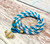 Unisex Blue & White Nautical Rope Wrap Bracelet with Gold Anchor Clasp – 23.5"
