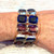 Handcrafted 925 Sterling Silver Checkerboard Bracelet – Natural Amethyst & Swiss Blue Topaz