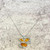 Large Sterling Silver Butterfly Citrine & White Topaz Pendant Necklace, 20" Snake Chain