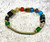 Handcrafted Glass Cube Stretch Bracelet with Gold Tone and Crystal Accents