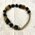 Handcrafted Glass Cube Stretch Bracelet with Gold Tone and Crystal Accents