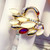 Gold Plated Swan Statement Ring Size 8.5 | White Opal & Ruby Cocktail Ring