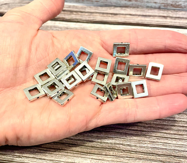 Square Silver Spacer Beads 12mm (Pack of 54) | Just Ship It Shop
