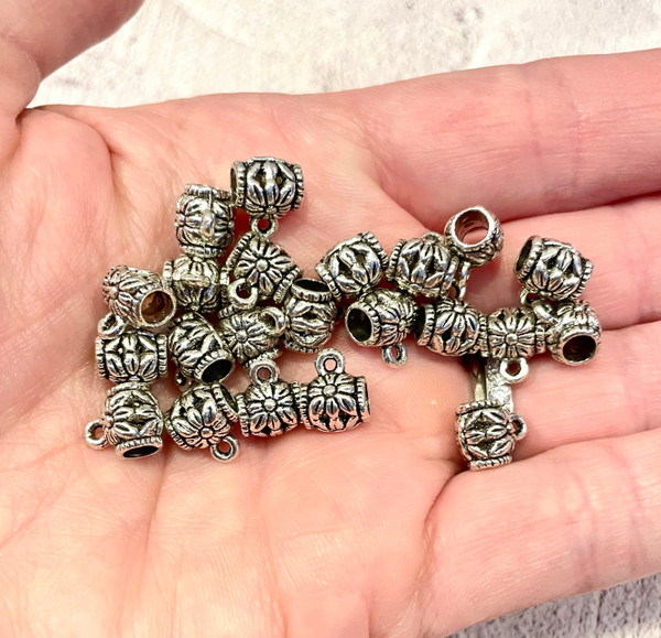 8mm Antique Silver Barrel Beads (33 Pack) | Bulk Spacer Beads