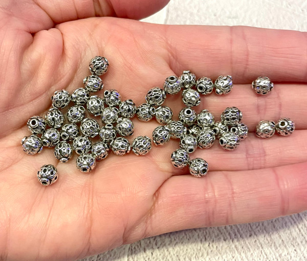 6mm Antique Silver Spacer Beads (50 Pack) | Bulk Beads