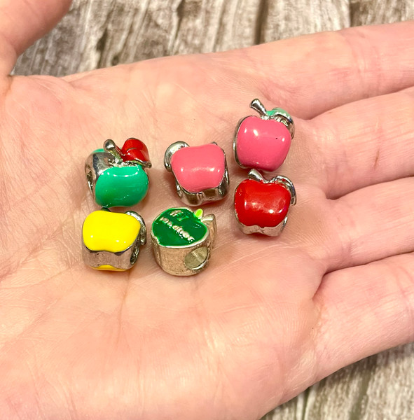 7mm Painted Apple Beads (12 Pack) – Colorful Large Hole Beads for Jewelry