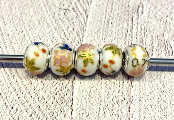 Sterling Silver Core Glass Flower Beads (Assorted Sizes/Colors) - 5mm Hole