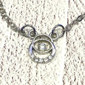 Silver Plated Double Hoop Rhinestone Necklace - Adjustable Fashion Pendant