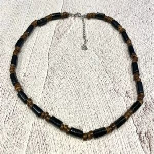 Men’s Bohemian Wood Beaded Necklace | Adjustable 17.5"-20"