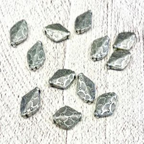 Spacer Bead 15mm Antique Silver Rhombus Beads (Pack of 25)