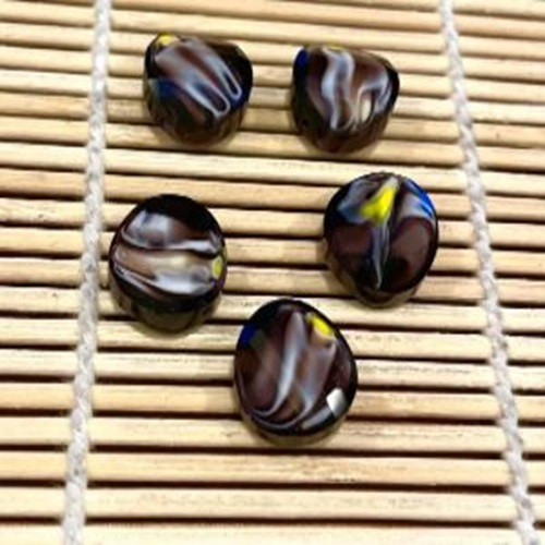 Faceted Glass Black Yellow Disk Beads (10-Pack) | 14mm Wave