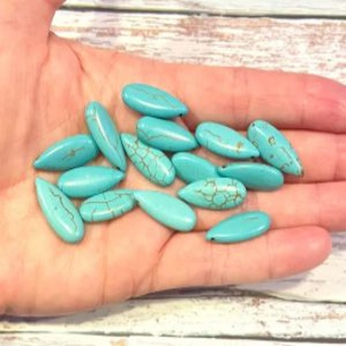 20pc Blue Howlite Turquoise Marquise Beads – 24mm x 9mm Focal Gemstone Set