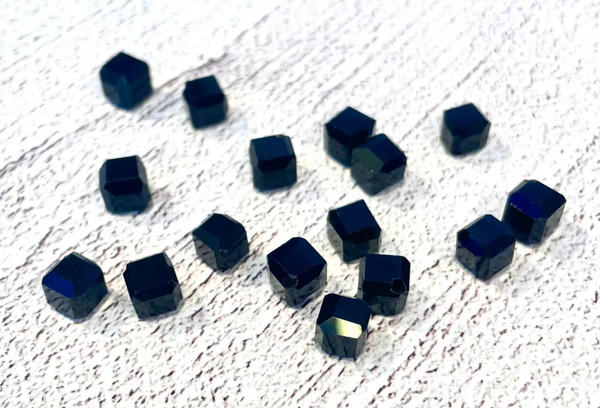 Glass Cube Beads - Jet Black 6mm Faceted (50 Pack) | Just Ship It Shop