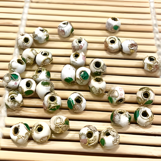 Beads White Round Cloisonne 5mm 20 Pack