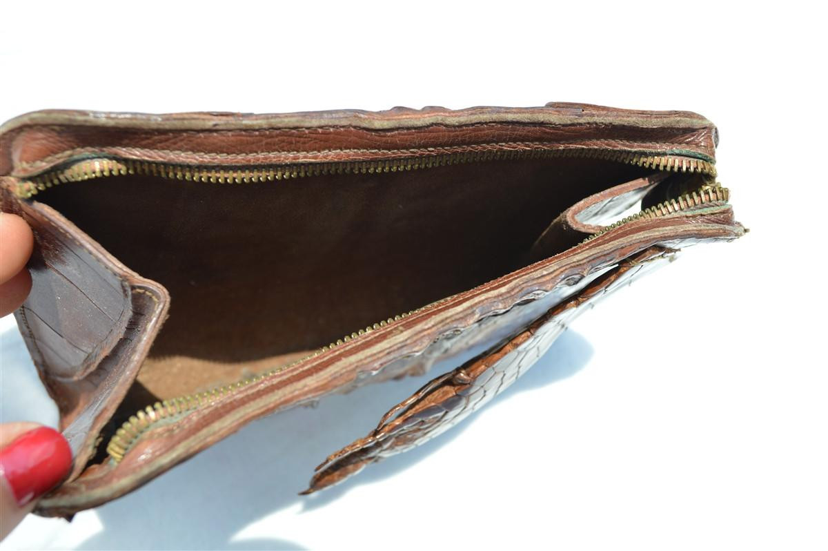 Late 1800's Petite Cognac Victorian Alligator Paw CLUTCH Purse