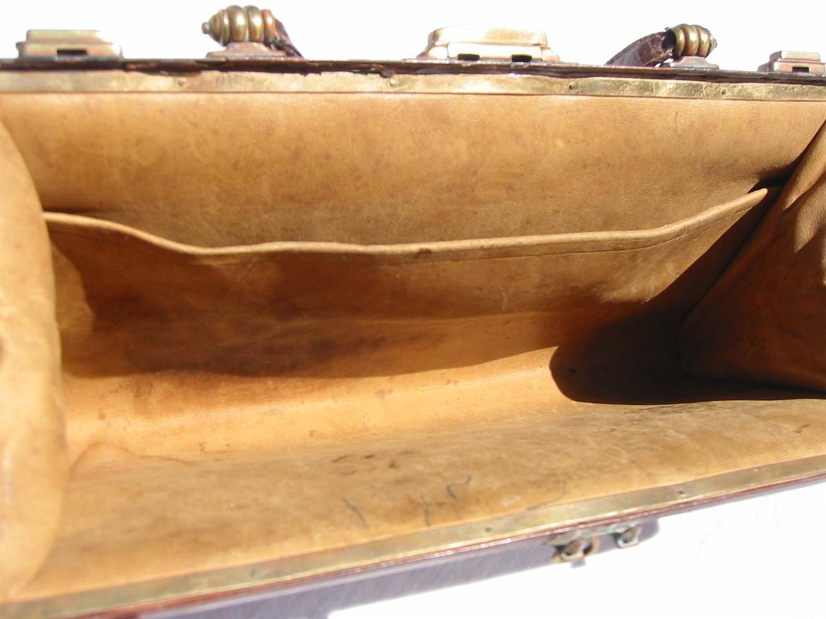 Unusual 1920's-30's Long Brown EDWARDIAN Hornback Alligator Bag