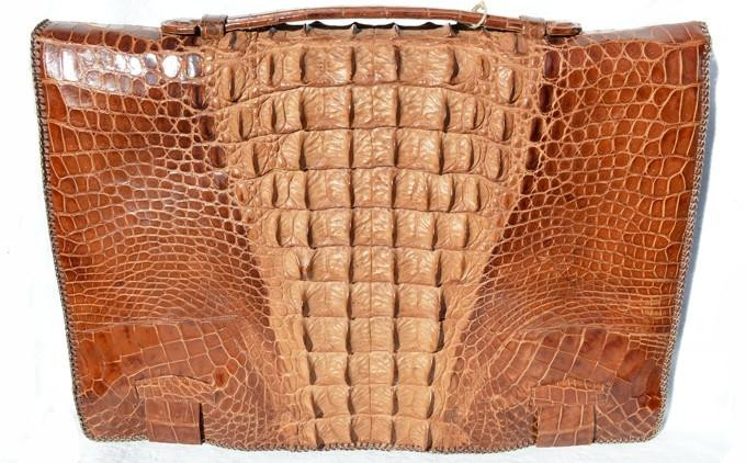 XL 1960's Men's Hornback CROCODILE BRIEFCASE Satchel Bag - with