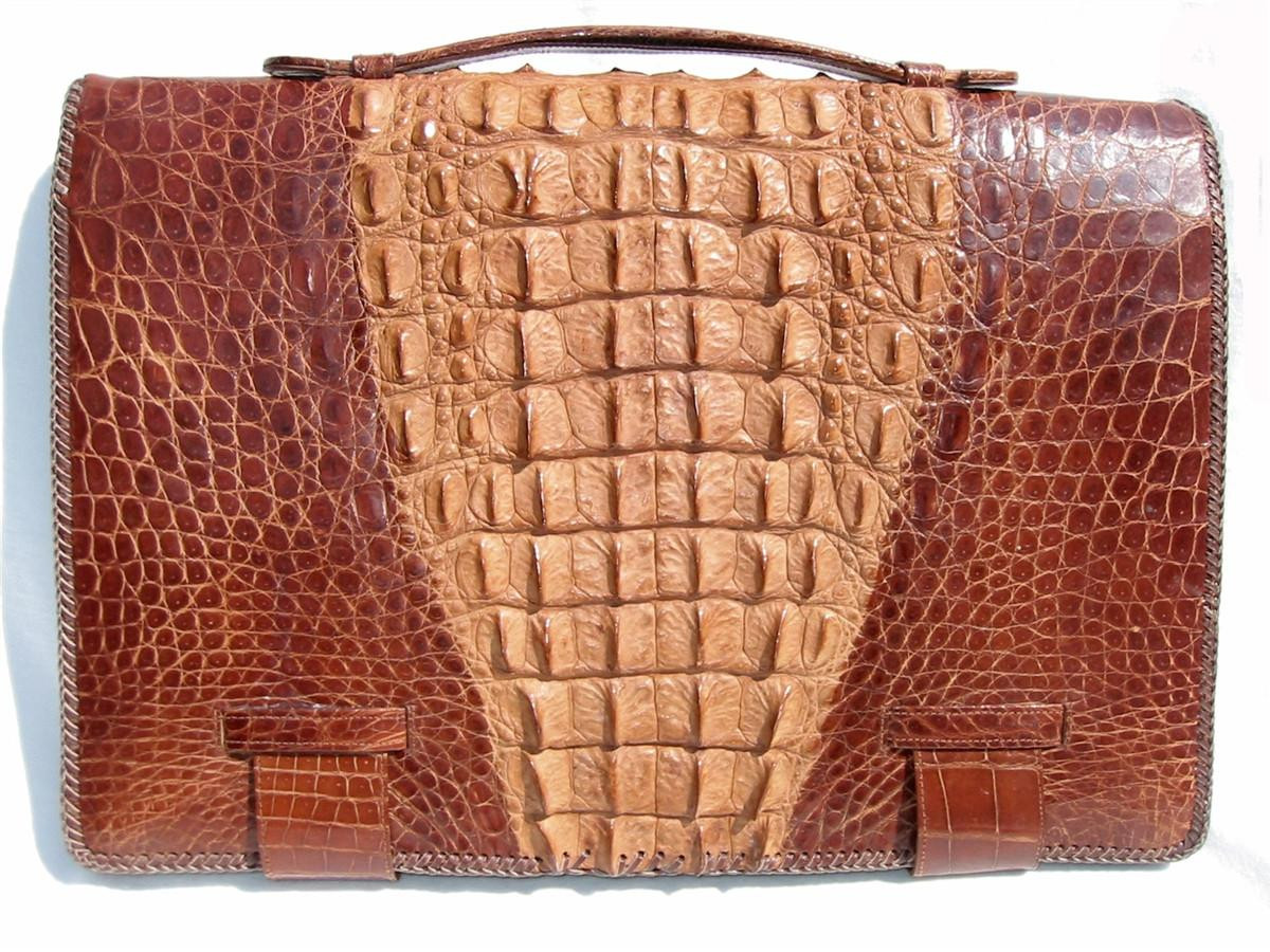 1960's Men's Hornback CROCODILE BRIEFCASE Satchel Bag - ENGLAND
