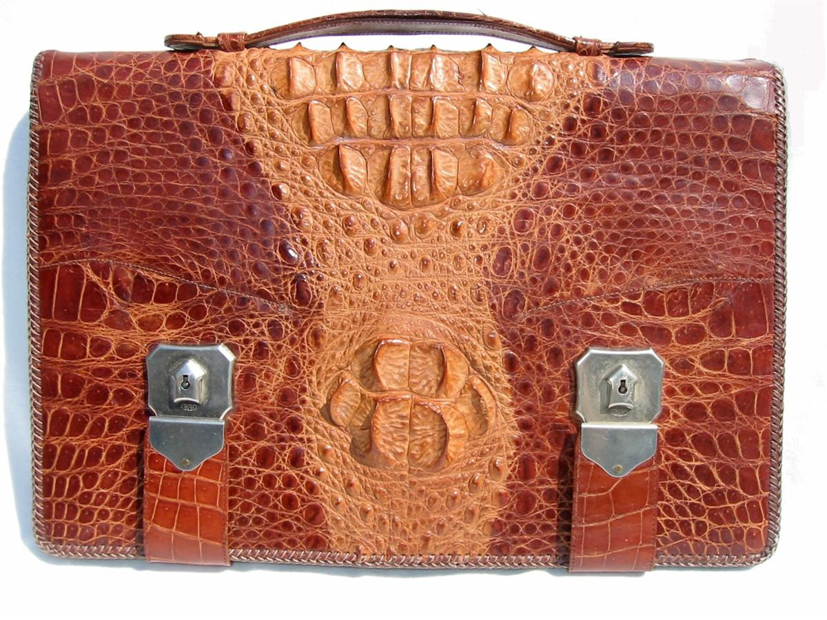 1960's Men's Hornback CROCODILE BRIEFCASE Satchel Bag - ENGLAND