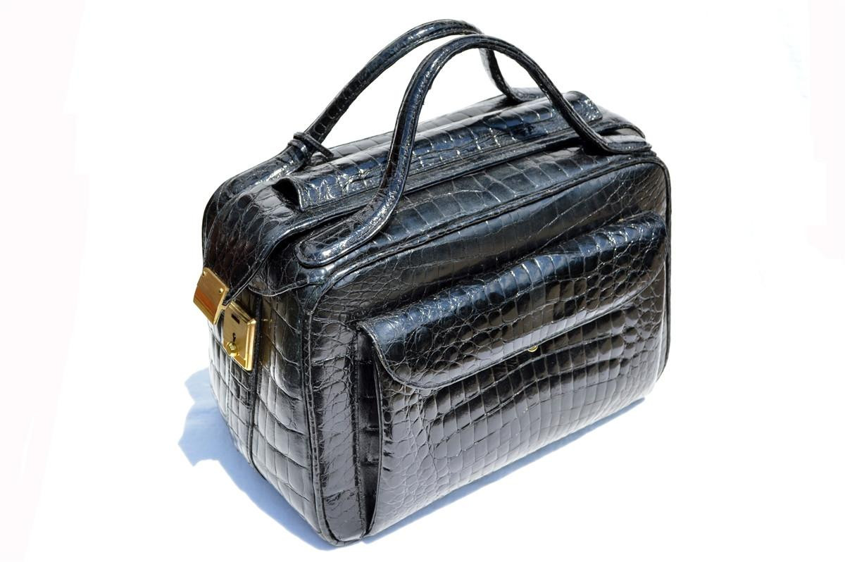 SCHIAVI 1990's CROCODILE Porosus Skin Carry-on LUGGAGE Bag - w