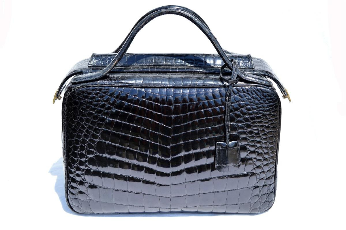 【美品】Schiavi スキアーヴィ【高級クロコダイル】ハンドバッグ SCHIAVI 1990's CROCODILE Porosus Skin Carry-on LUGGAGE Bag - w