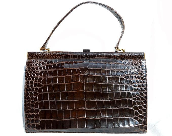 美品　80s ビンテージ 所ジョージ トコロズファクトリー　所さん　バック　レア XXL Chocolate 1980's Double HORNBACK Crocodile Skin Shoulder