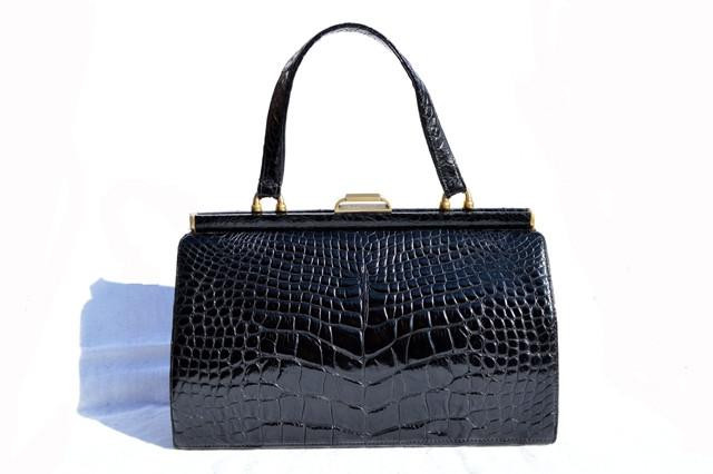 希少 Stefan Cooke 50s vintage bag black XL Classic 1950s-60's Jet Black SAKS FIFTH AVENUE Alligator Belly