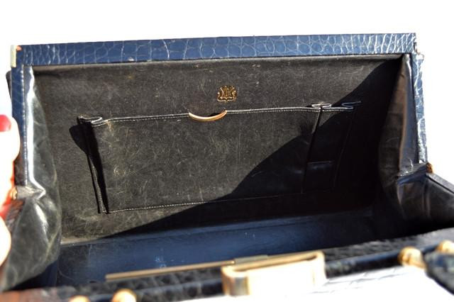XL Classic 1950s-60's Jet Black SAKS FIFTH AVENUE Alligator Belly