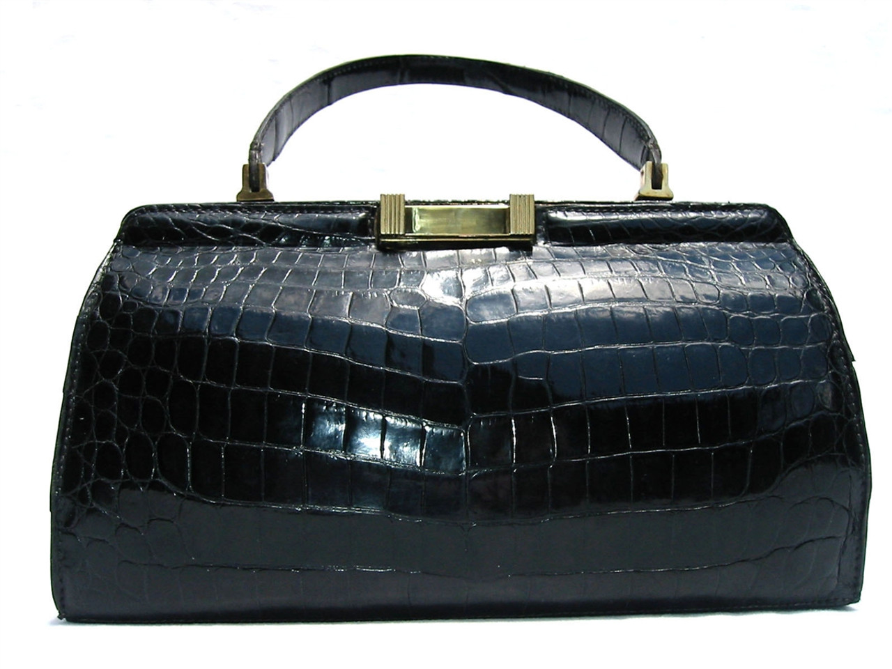 Vintage Macy's Black Alligator Leather Handbag