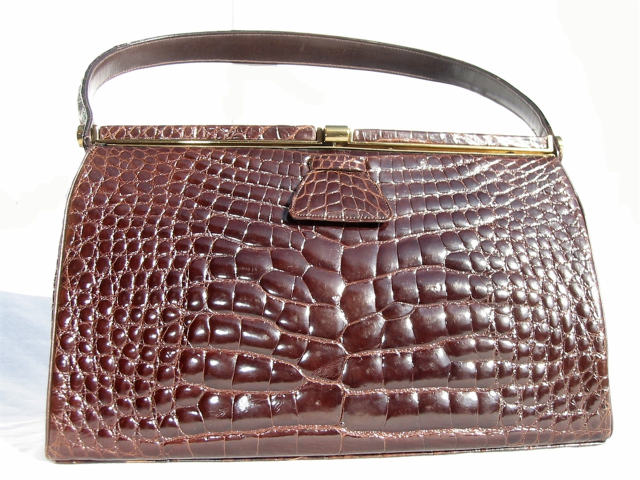 Vintage Faux Crocodile Leather Purse Abascal Brown Leather Handbag Retro  1940s Leather Bag Embossed Leather Excellent Condition - Etsy India