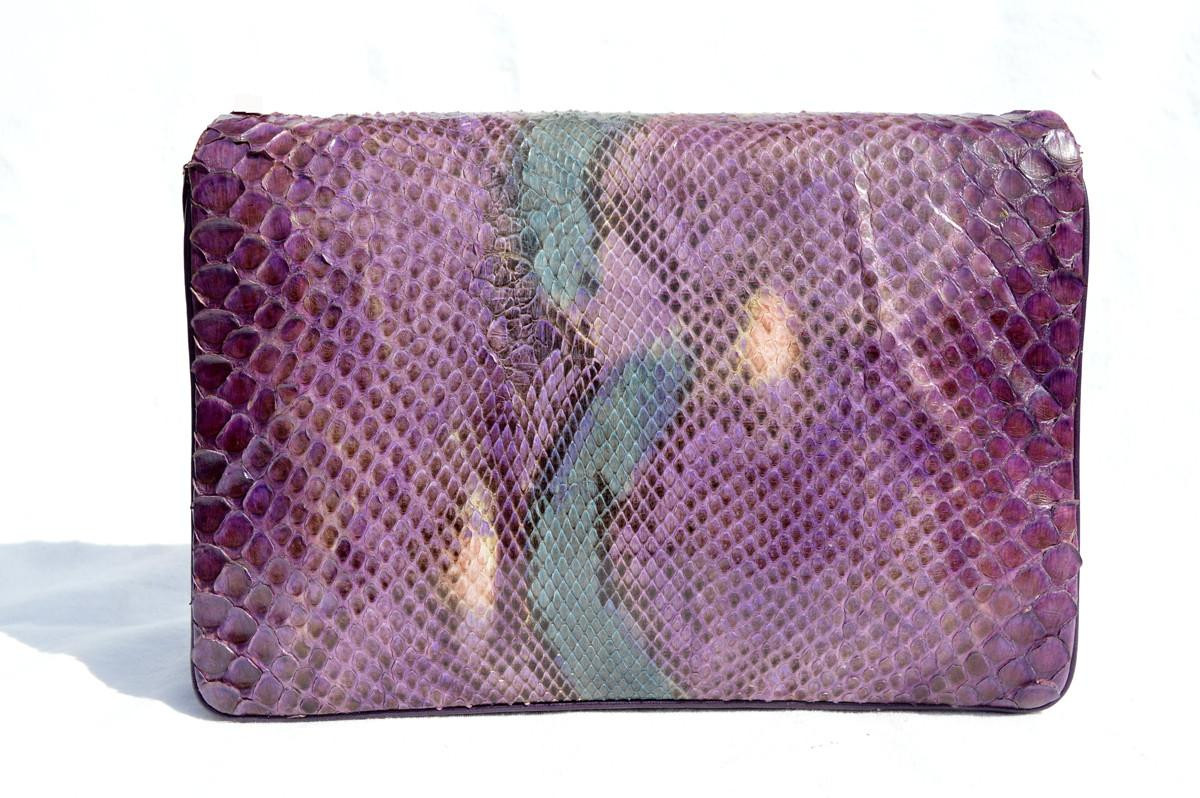 MORLE' 1970's-80's Amethyst Purple PYTHON Snake Skin CLUTCH