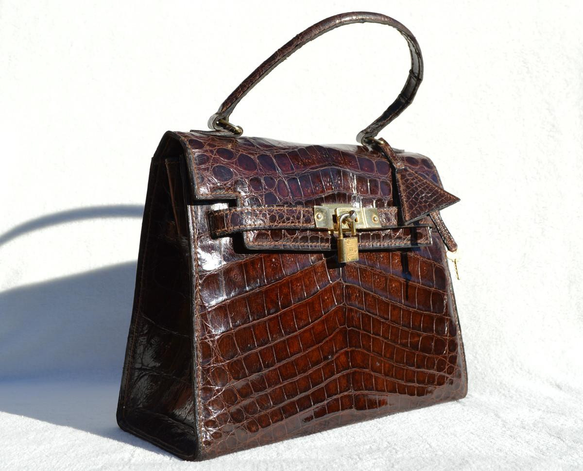1990's Dark Brown CROCODILE Skin BIRKIN Bag BRIEF - HERMES Style
