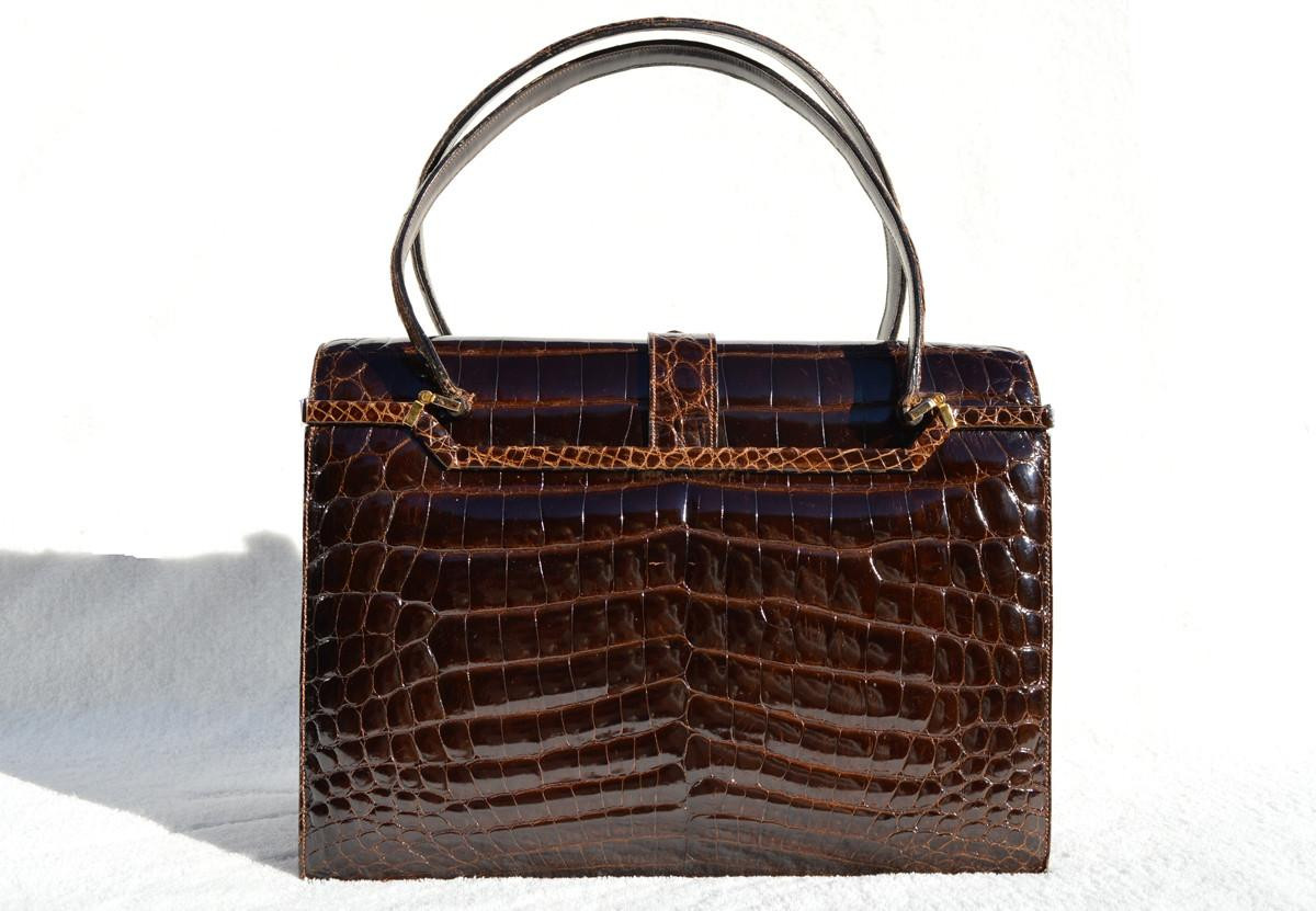 FINESSE 1950's-60's Dark Chocolate Brown ALLIGATOR Belly Skin