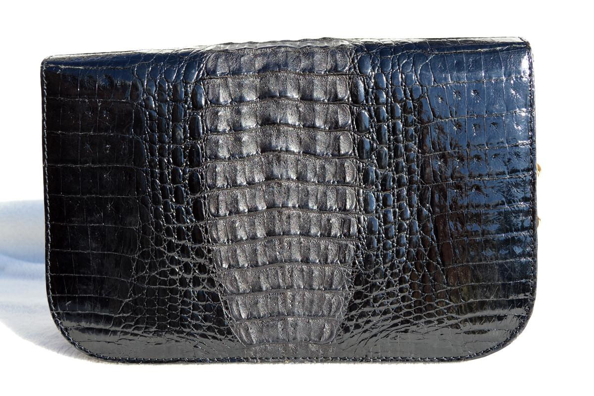 KAIYOクロコダイルレザーバック KAIYO - Jet BLACK 1990's Hornback CROCODILE Skin CROSS BODY